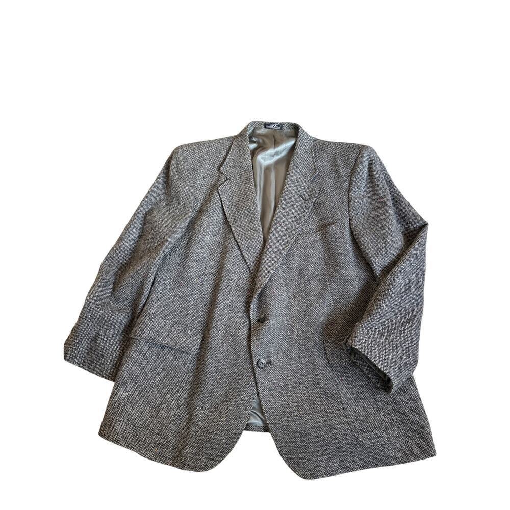 Vintage Barrington Gray Herringbone Wool Blazer 48R